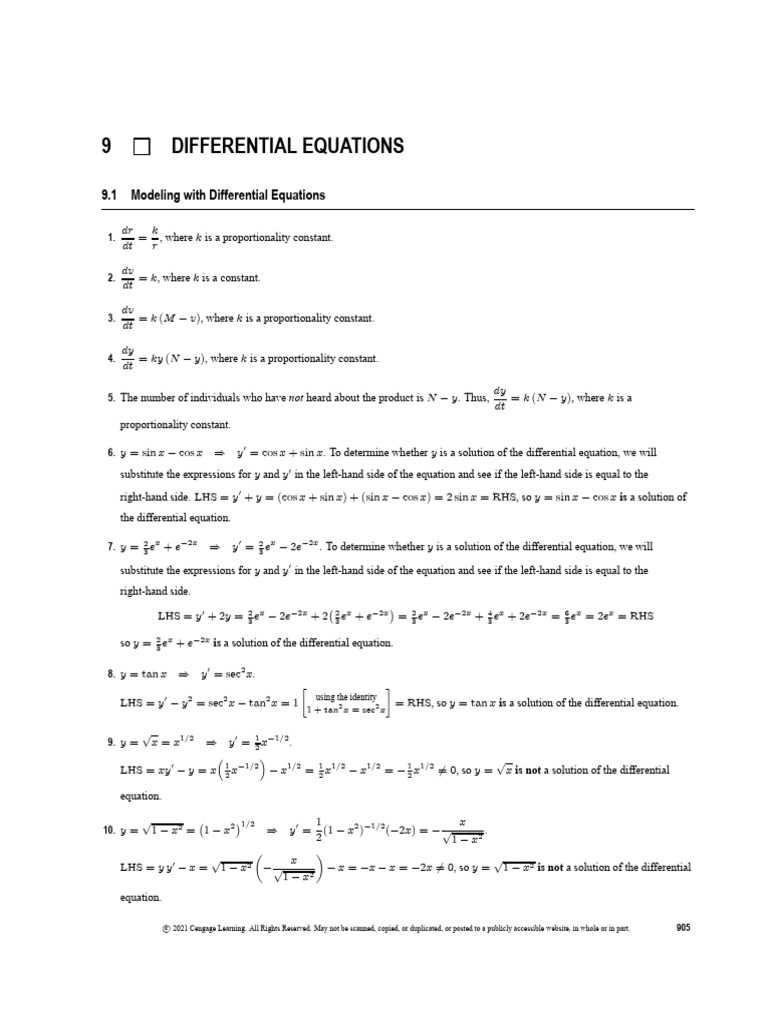Modeling Differential Equations Solutions | PDF | Tangent | Slope