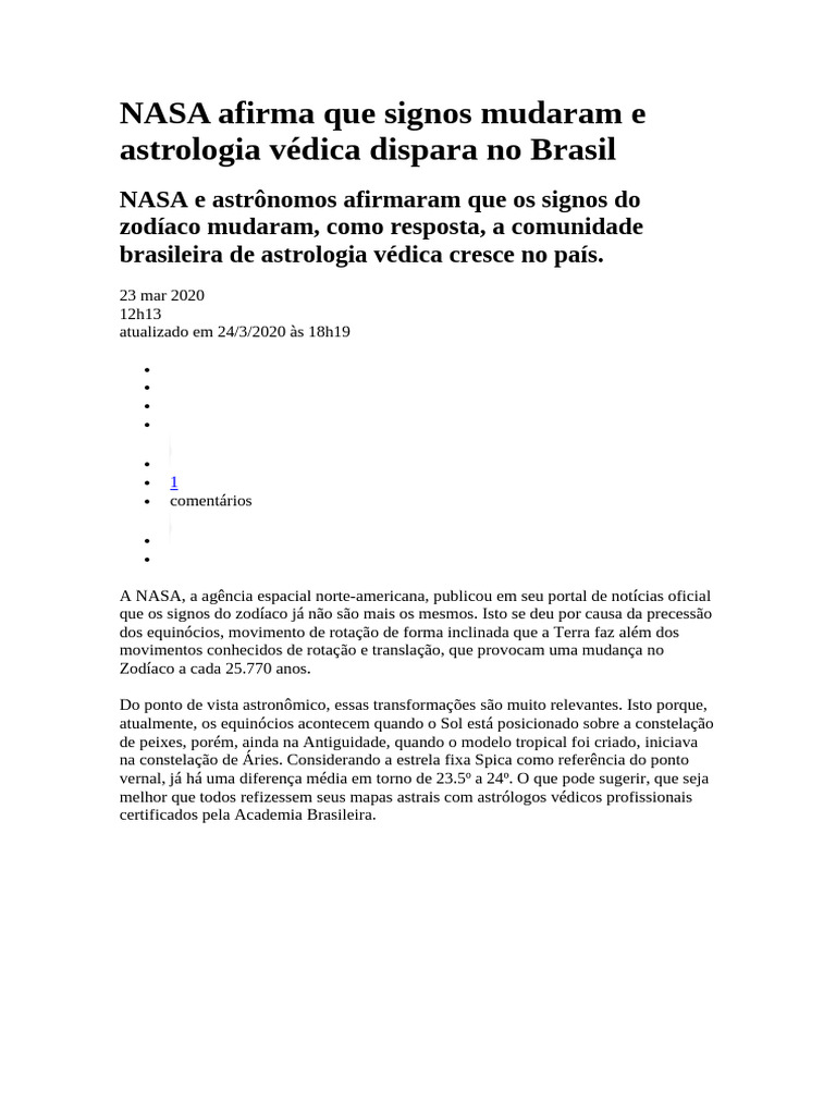 Mudança dos Signos e Astrologia Védica | PDF | Zodíaco | Astrologia