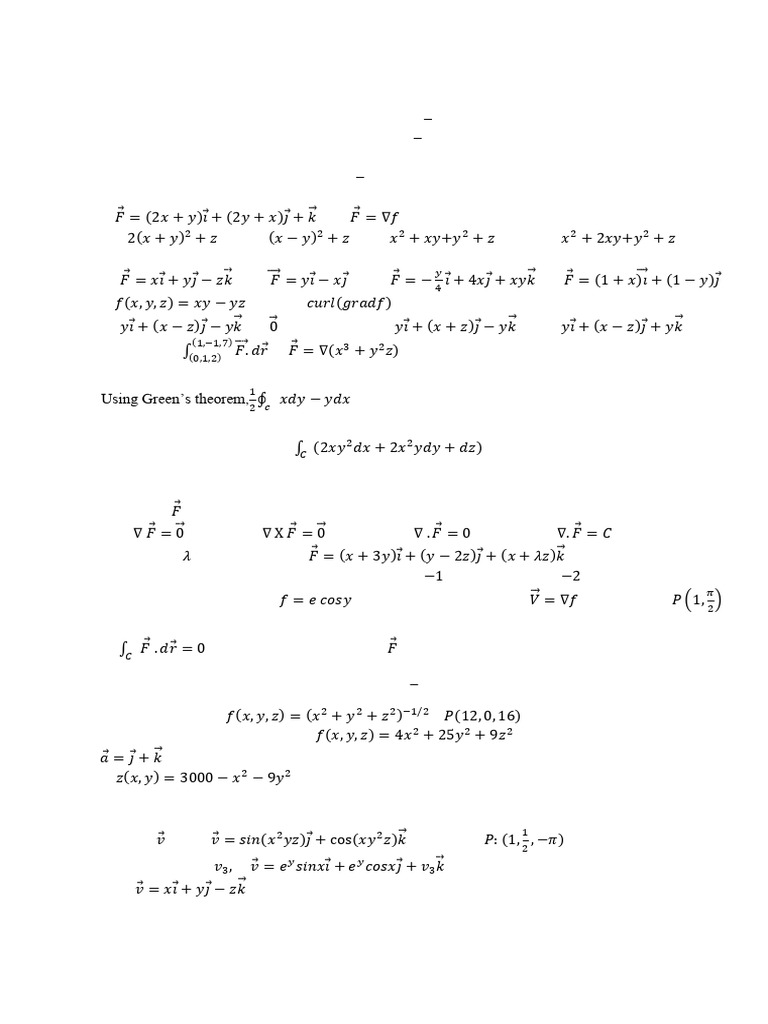 Vector Calculus Problem Sheet | PDF | Mathematical Physics | Mathematics
