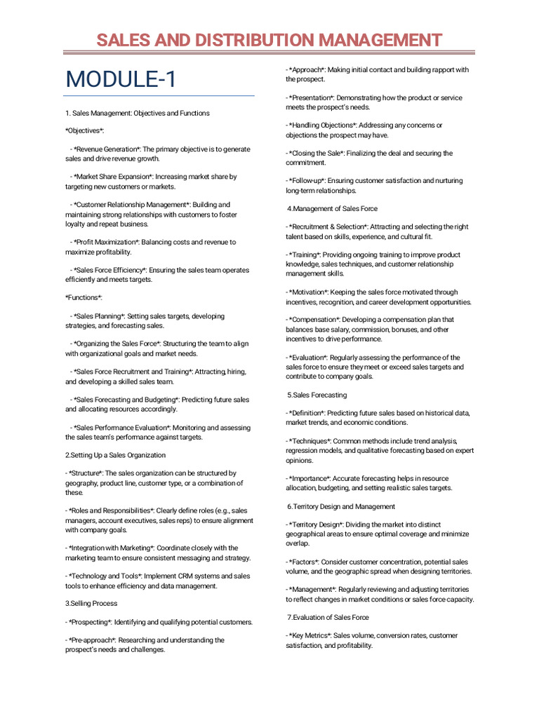 Sales and Distribution Management Guide | PDF | Logistics | Sales