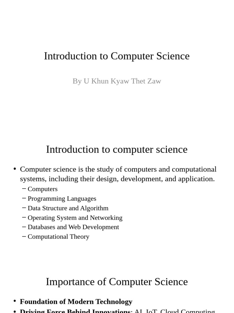 Introduction To Computer Science Sem1 | PDF | Computer Science | Computing