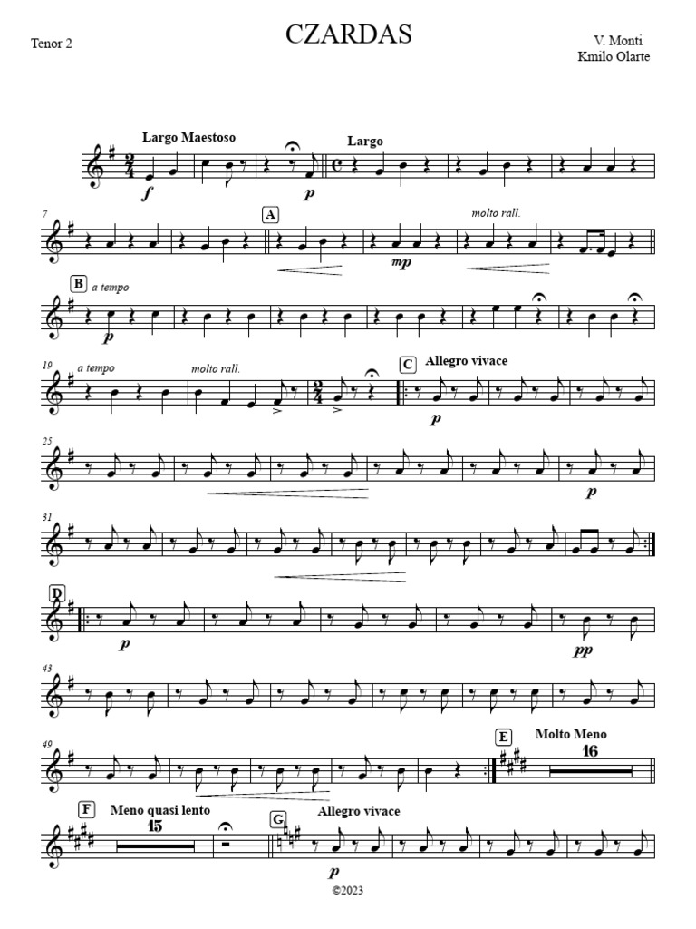 Czardas - Tenor 2 | PDF | Tempo | Poetics