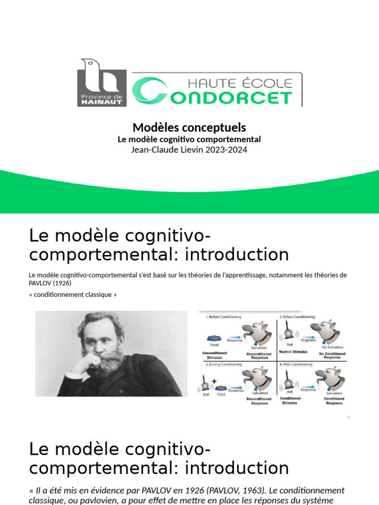 Introduction au modèle cognitivo-comportemental | PDF | Thérapie ...