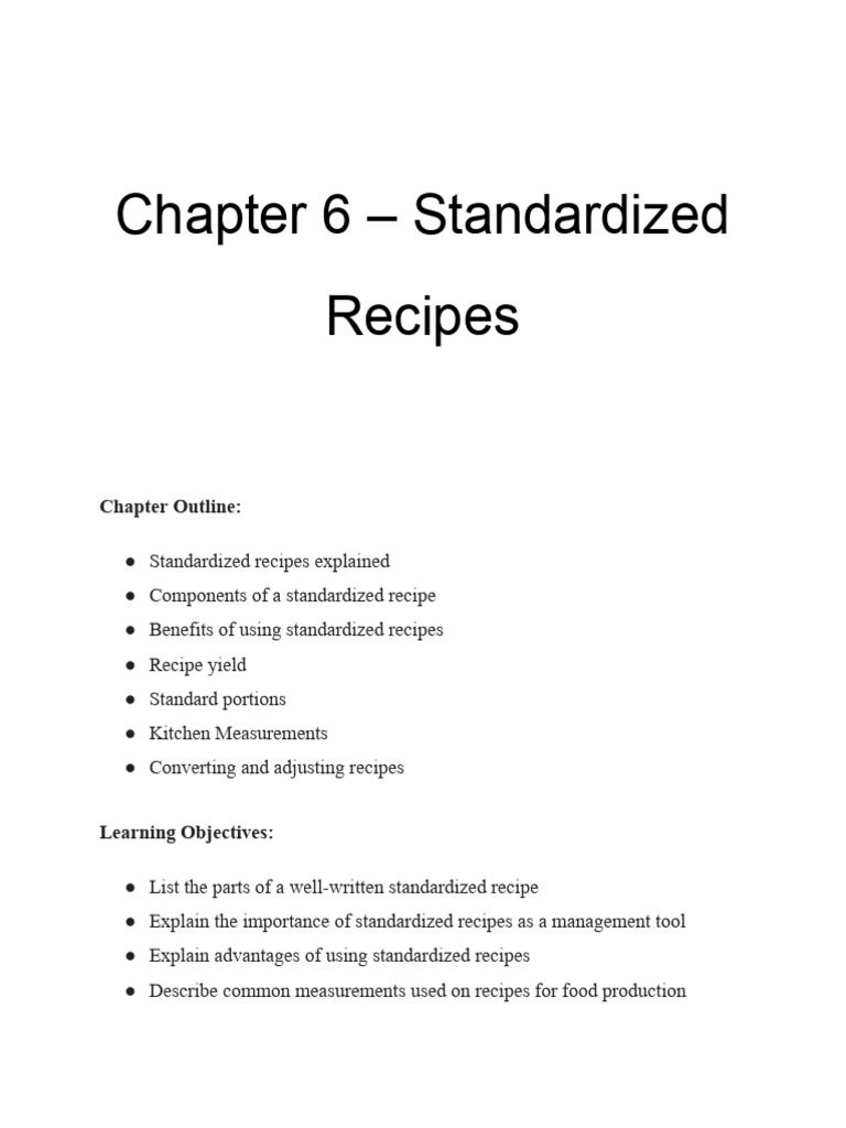 Standarized recipes | PDF | Volume | Ounce