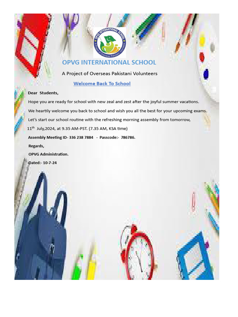 Welcome Back To School 1 Pdf