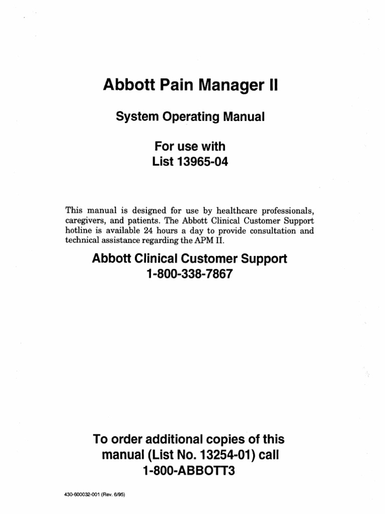 Abbott Pain Manager II Manual | PDF | Intravenous Therapy | Anesthesia