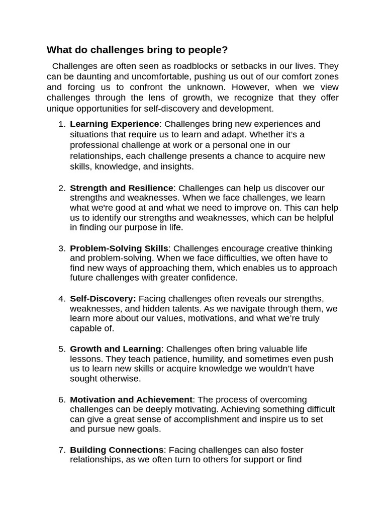 Benefits of Embracing Life's Challenges | PDF | Occupational Burnout ...