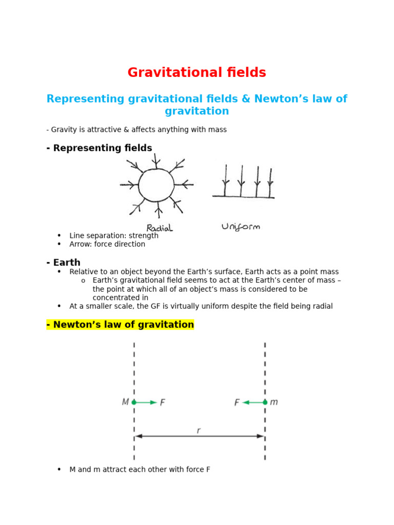 Understanding Gravitational Fields and Orbits | PDF | Gravity | Force
