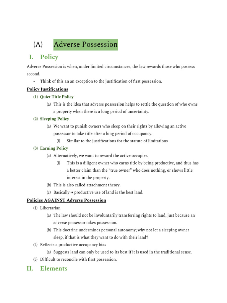 Adverse Possession: Key Policies and Cases | PDF | Concurrent Estate ...