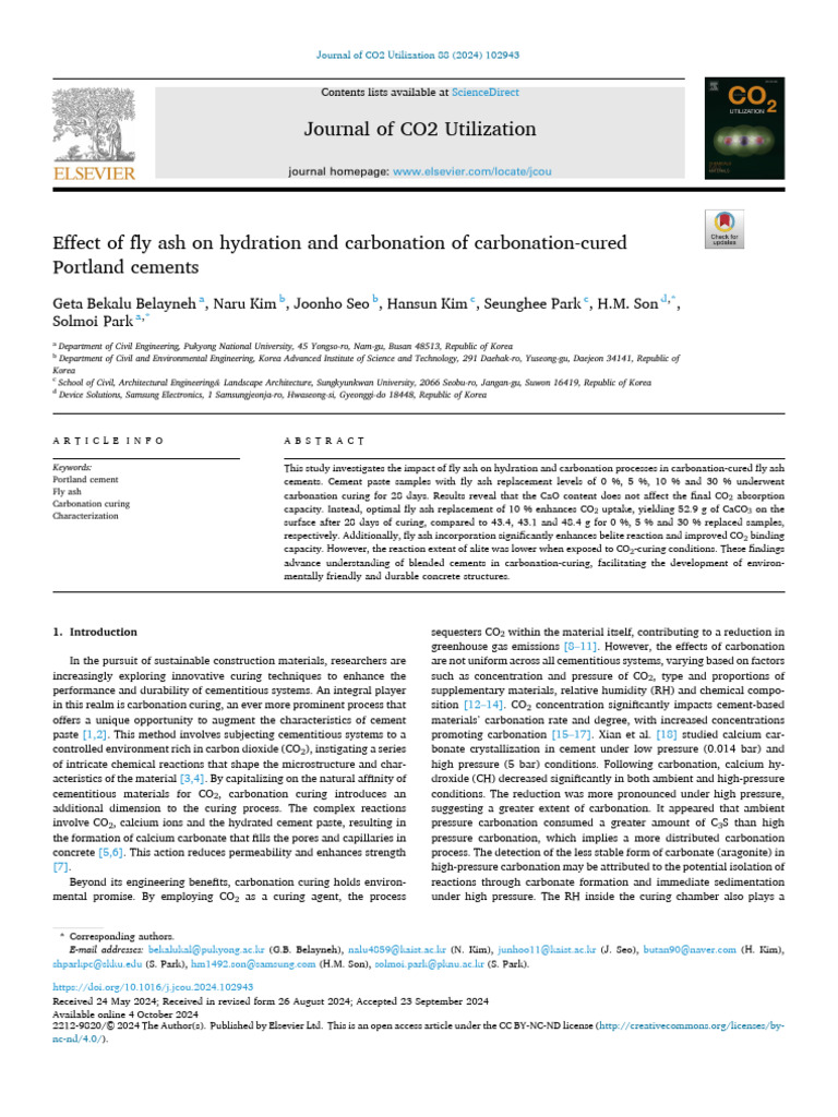 Fly Ash in Carbonation-Cured Cements | PDF | Cement | Concrete