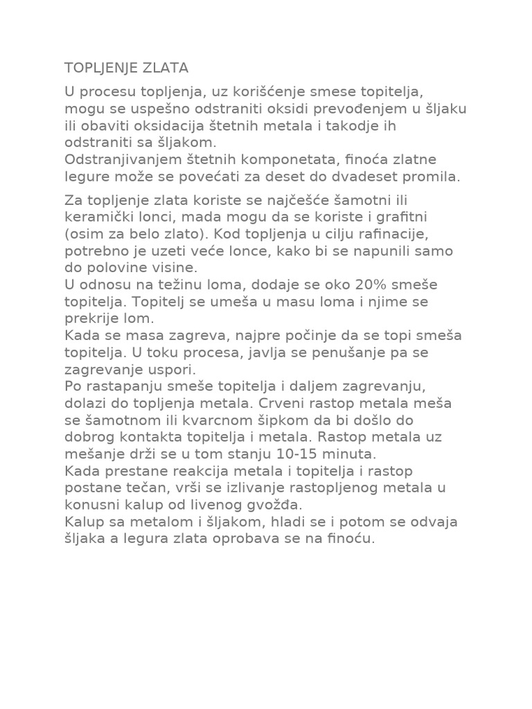 Topljenje Zlata | PDF