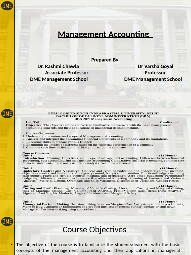 Management Accounting Course Overview | PDF | Cost | Management Accounting