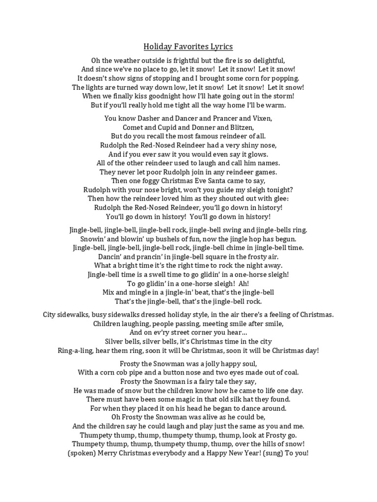 Classic Holiday Song Lyrics Collection | PDF | Santa Claus's Reindeer |  Christmas Characters
