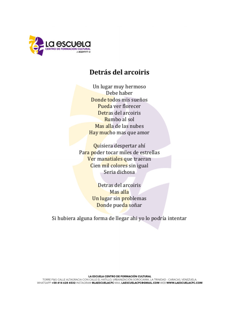 Detrás del Arcoiris: Letra y Sueños | PDF