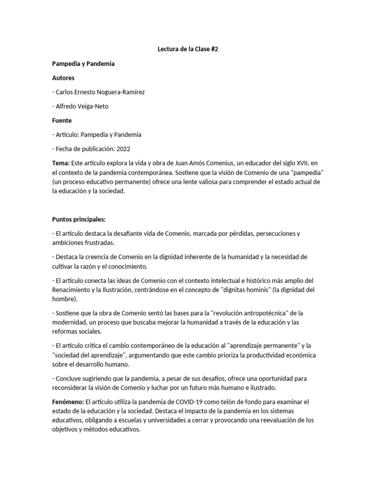 Lectura De La Clase Pdf Educación En Artes Liberales