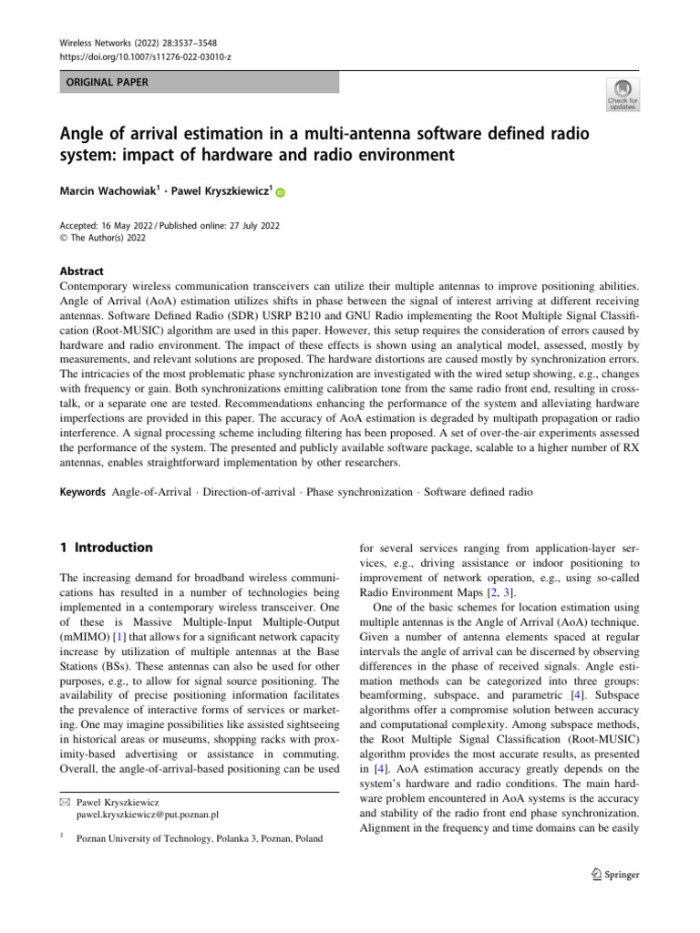 Angle of Arrival Estimation in A Multi-Antenna Software Defined Radio ...