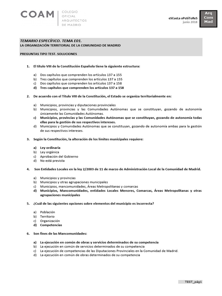 Test Sol E01 | PDF | Gobernancia | España