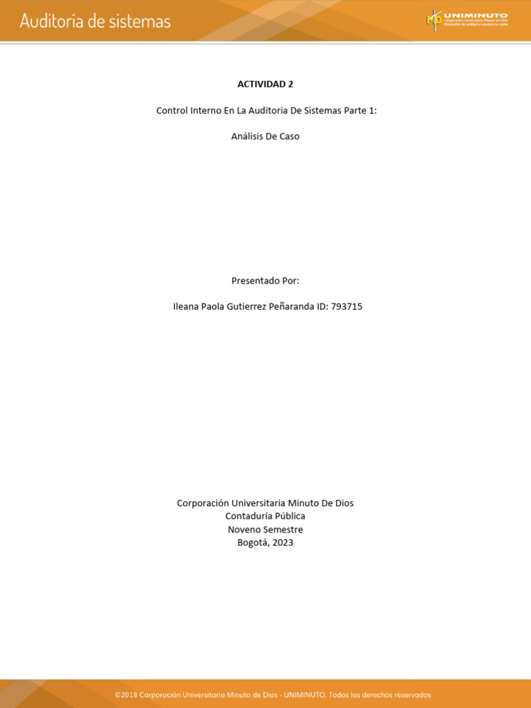 Control Interno en Auditoría de Sistemas | PDF | La seguridad ...