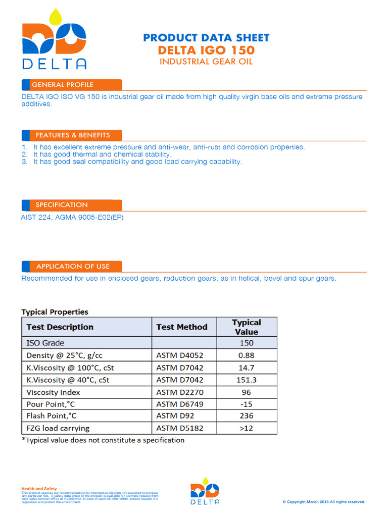 Delta Data Sheet Iso Vg150 - 2 | PDF