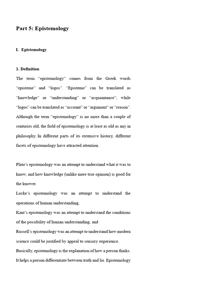 Understanding Epistemology Basics | PDF | Rationalism | Epistemology