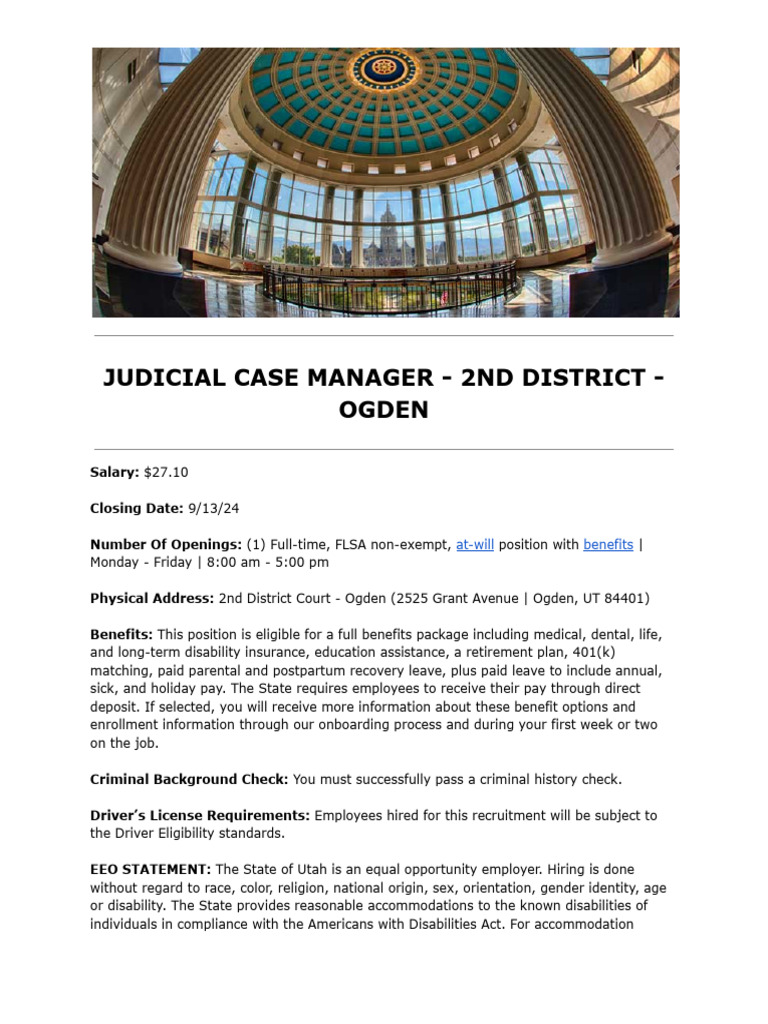 2nd Dist - Judicial Case Manager Job Announcement.66d0f5b597ec4 | PDF ...