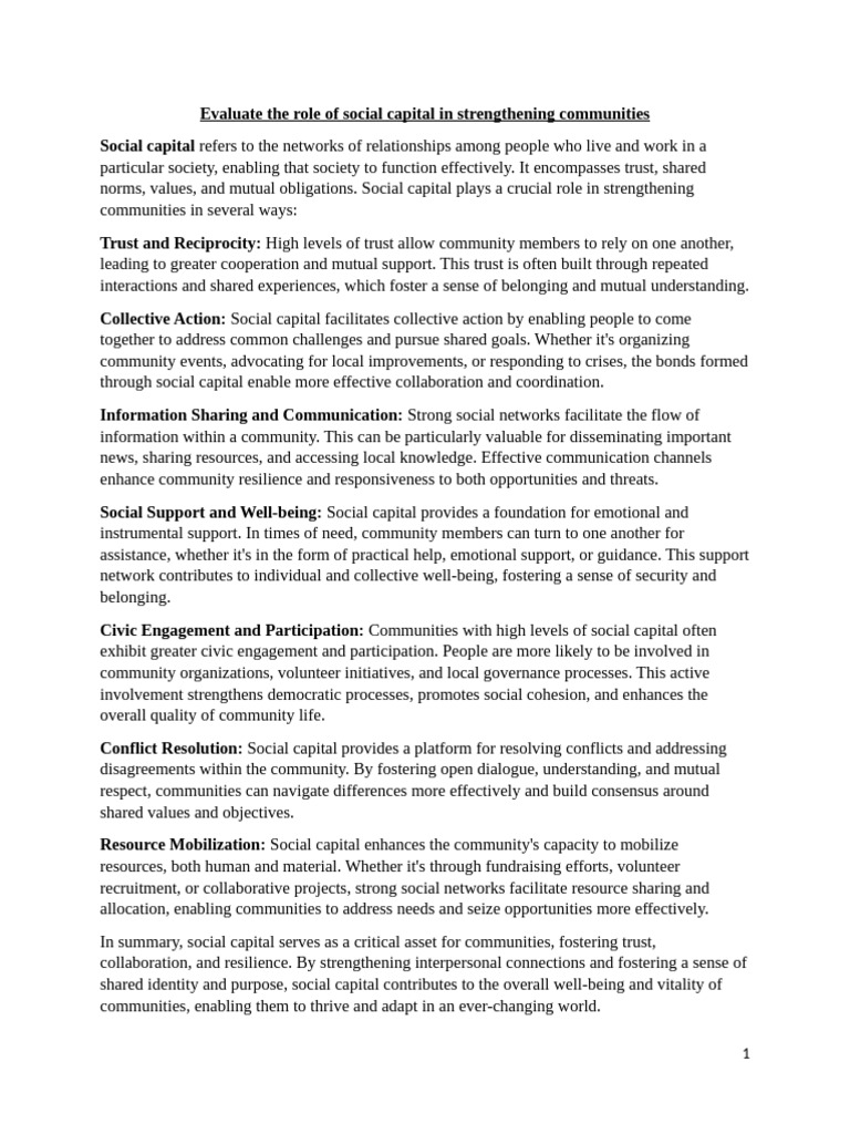 The Impact of Social Capital on Communities | PDF | Social Capital ...