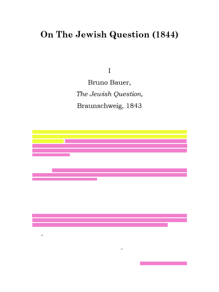 Bauer's Critique of Jewish Emancipation | PDF