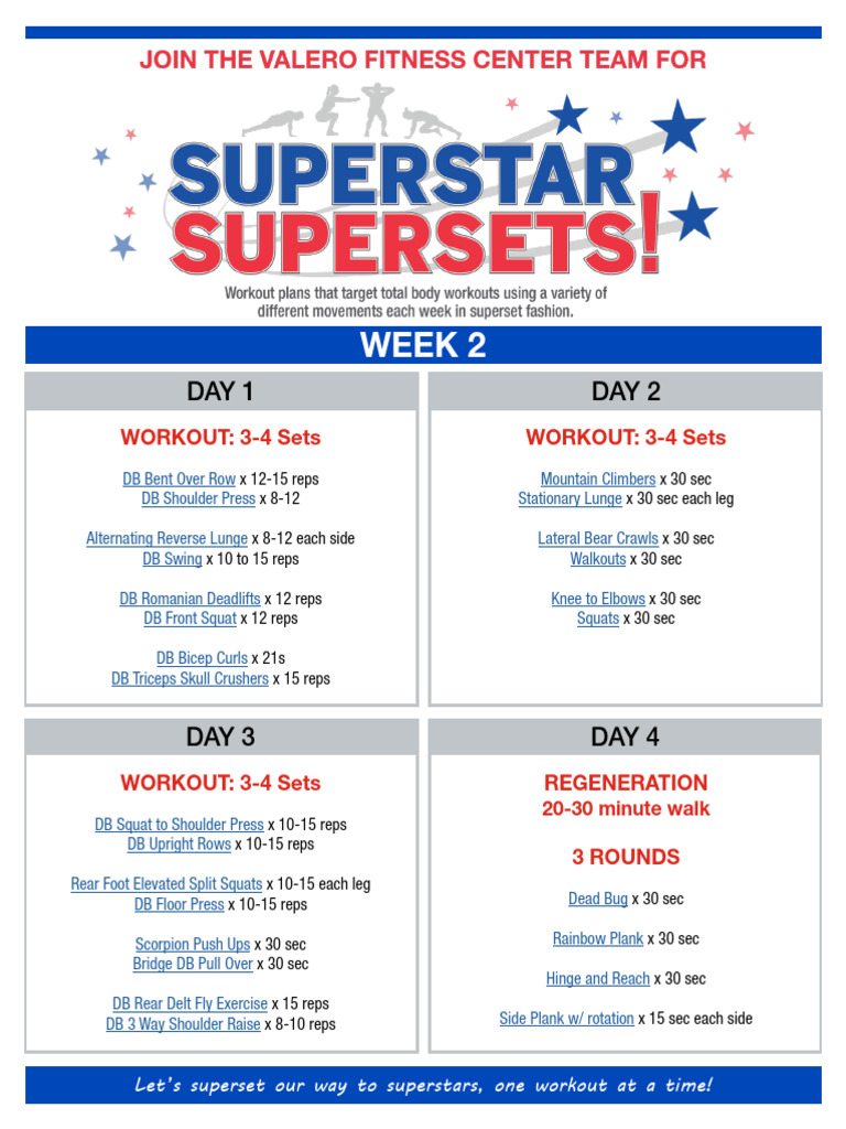 Week 2 Superset Workout Plan | PDF