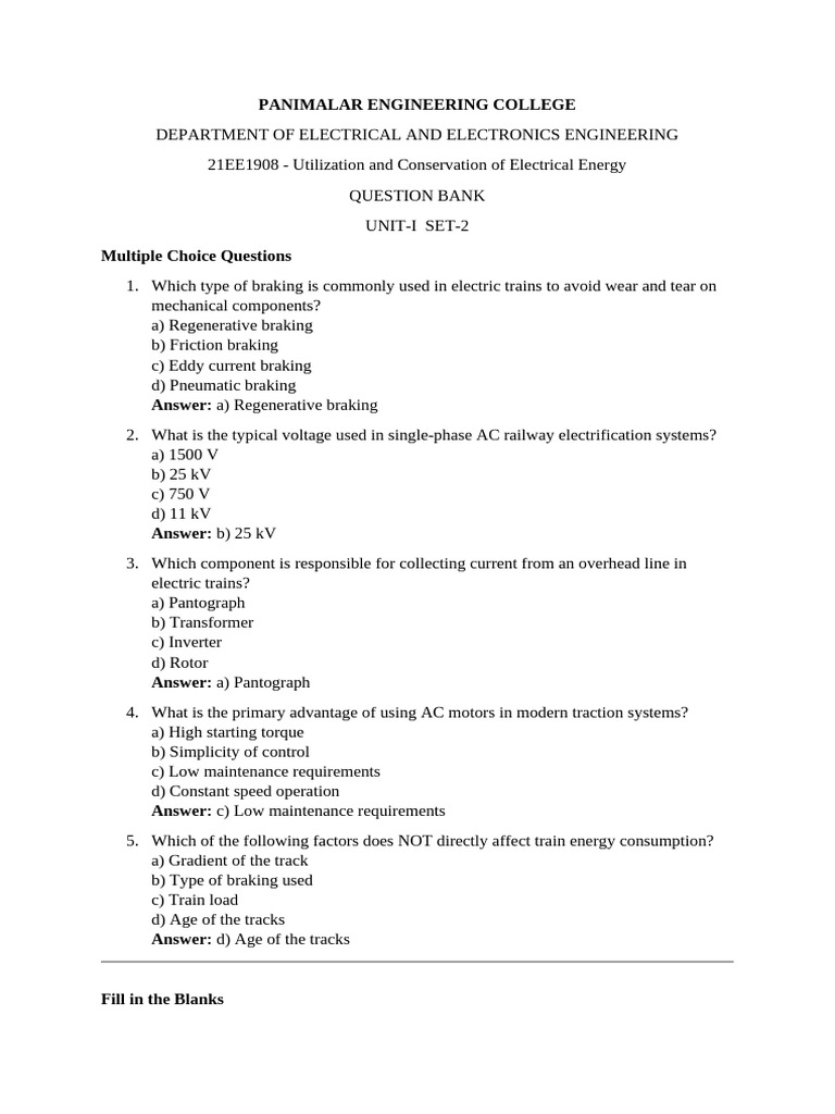 Electrical Energy Utilization Quiz | PDF | Electric Motor | Direct Current