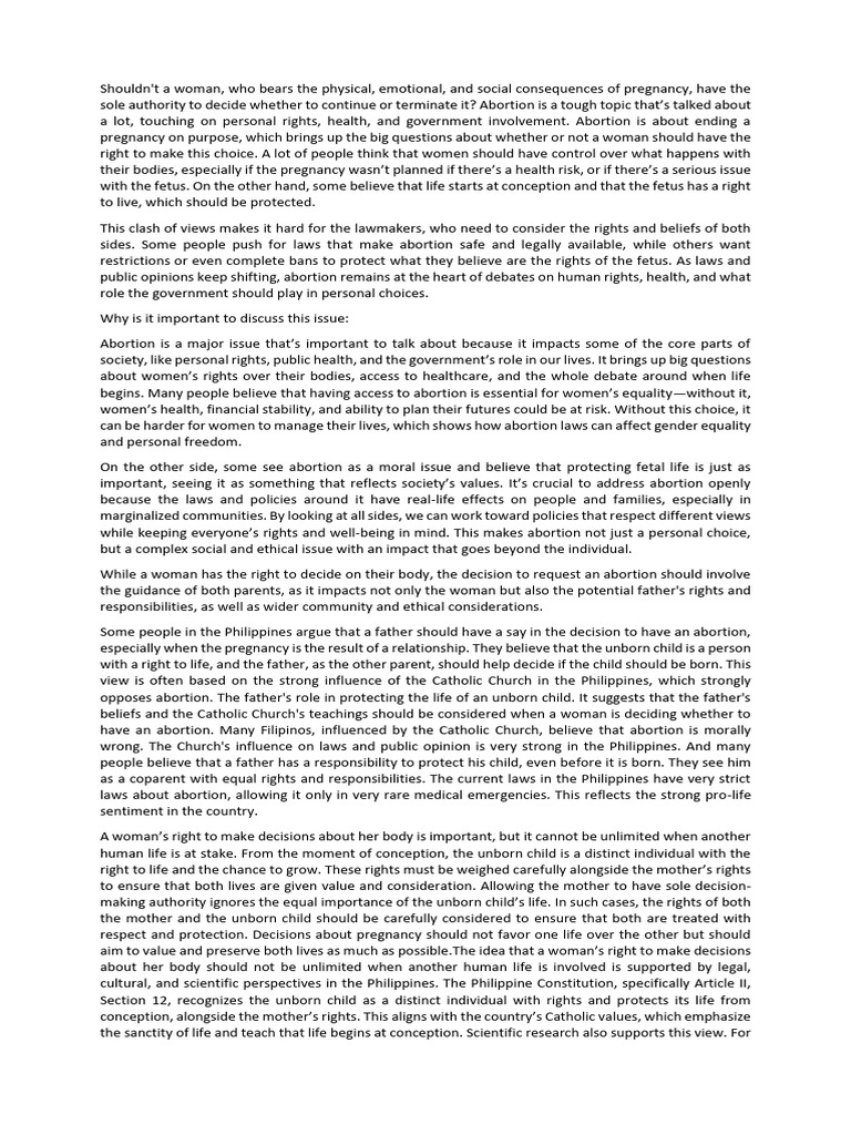 Position Paper - 101 | PDF | Abortion | Unintended Pregnancy