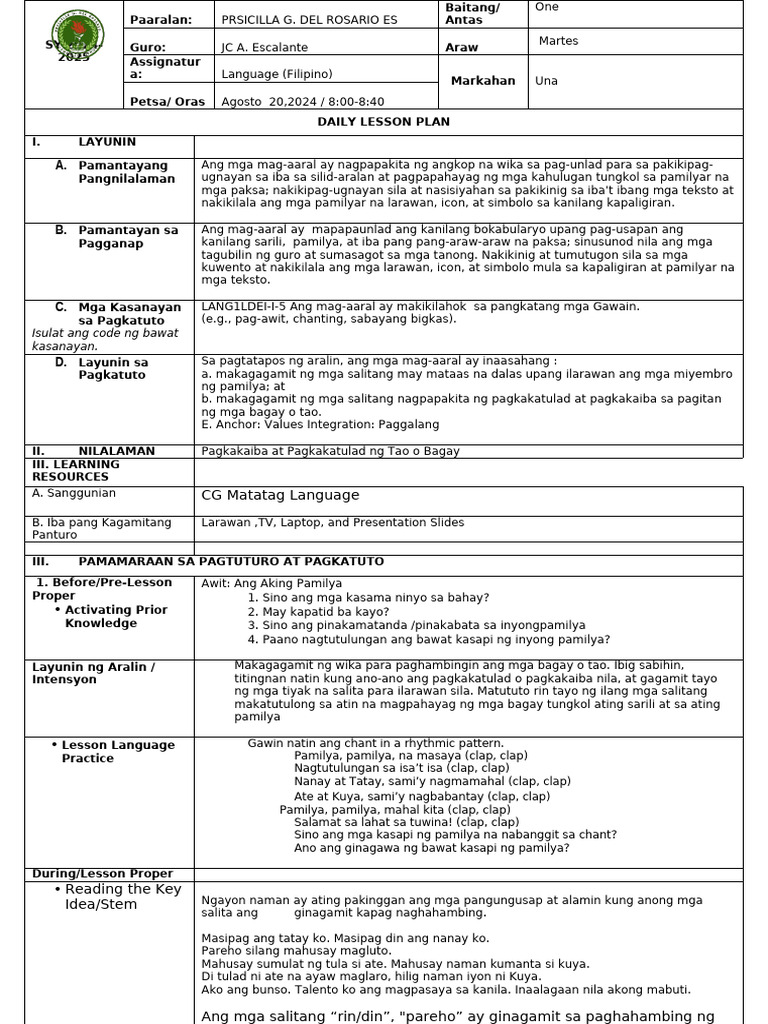 FILIPINO DLP | PDF