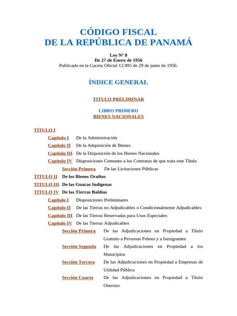 Código Fiscal de Panamá: Ley Nº 8 | PDF | Impuestos | Propiedad
