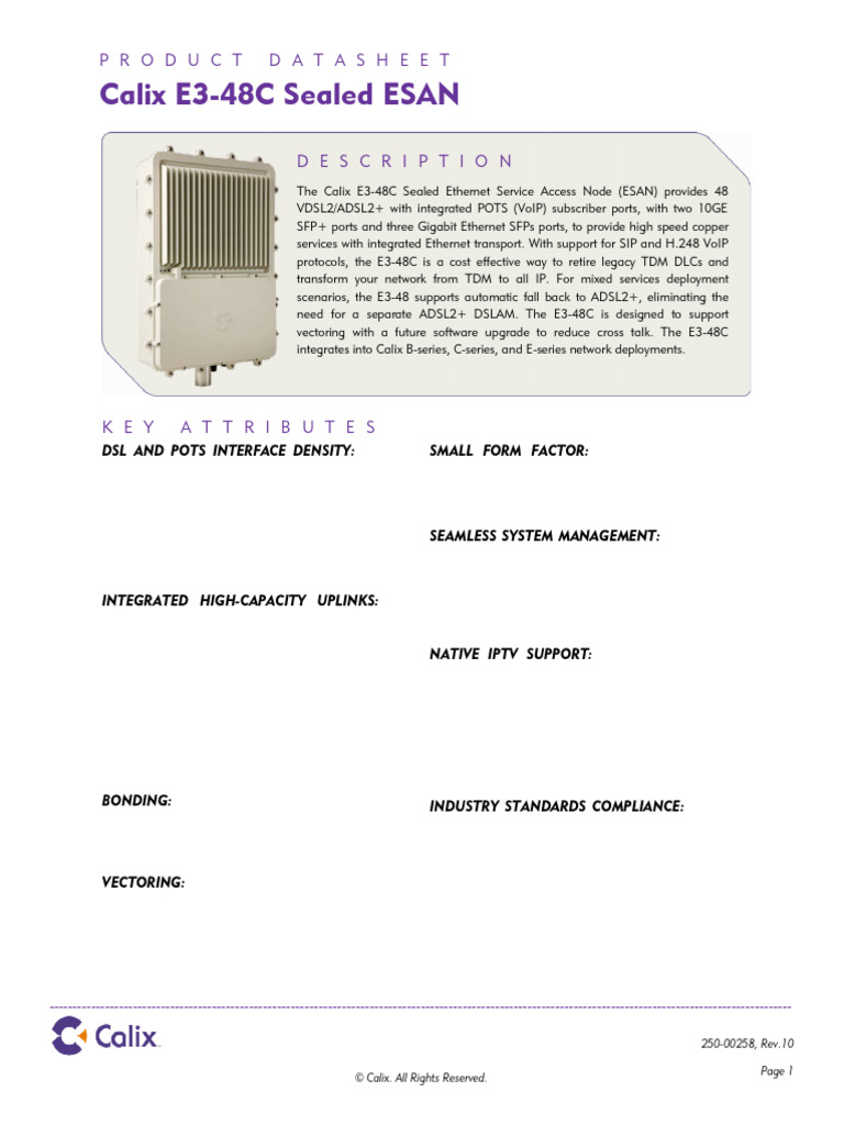 Mdu - Calix - E3 - 48C | PDF | Communications Protocols ...
