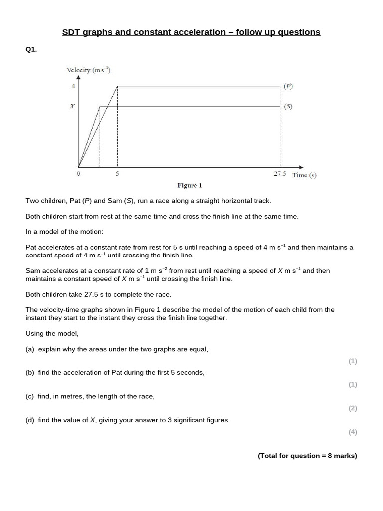 SDT_graphs_and_constant_acceleration_follow_up_questions | PDF | Speed ...