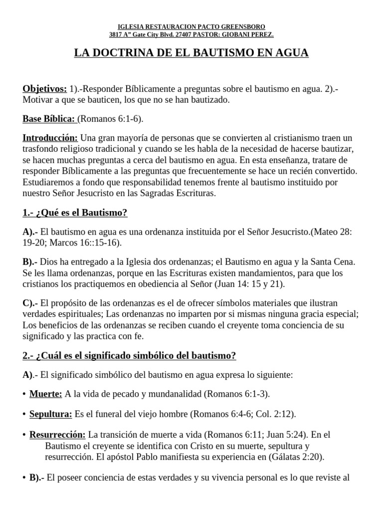 Doctrina del Bautismo en Agua | PDF | Bautismo | Cristo (título)