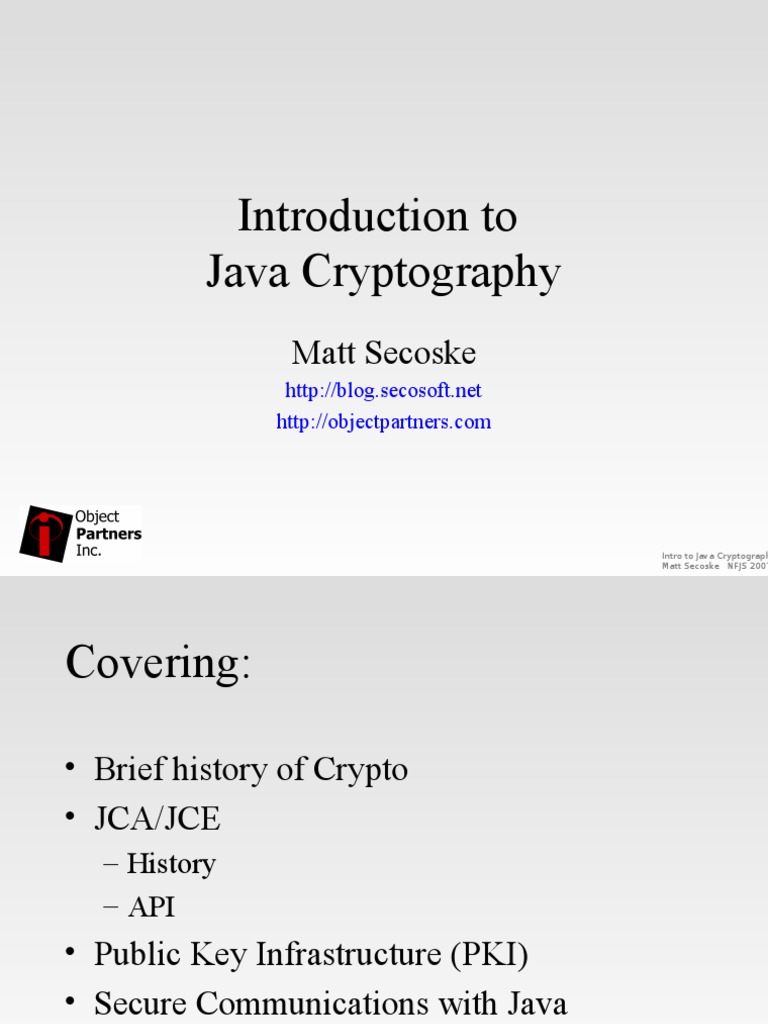 Intro To Java Crypto PDF Key (Cryptography) Cryptography