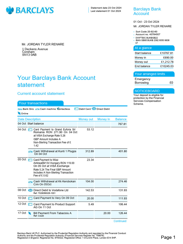 Bank Barclays - 8 | PDF | Debit Card | Payments