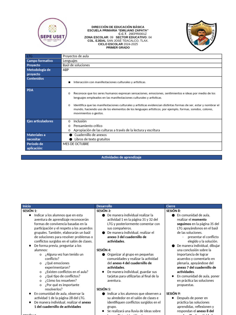 Planeación 1° OCTUBRE 24-25 | PDF | Educación primaria | Salón de clases