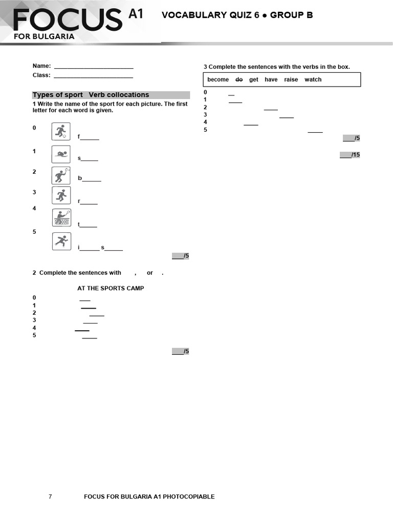 Vocabulary Quiz 6B | PDF