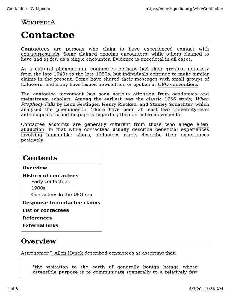 contactee | PDF | Ufology | Ufo Related Phenomena