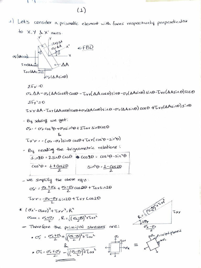 Principal Stress Analysis and Calculations | PDF | Linear Algebra ...