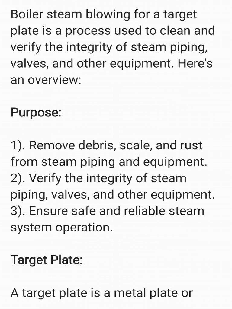 Boiler Steam Blowing - For Target Plate - 241128 - 150959 | PDF