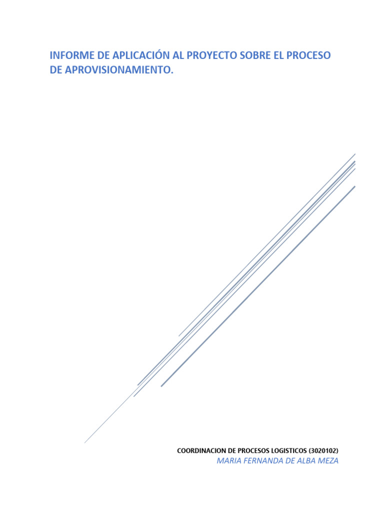 Informe de Aplicación Al Proyecto Sobre El Proceso de Aprovisionamiento ...
