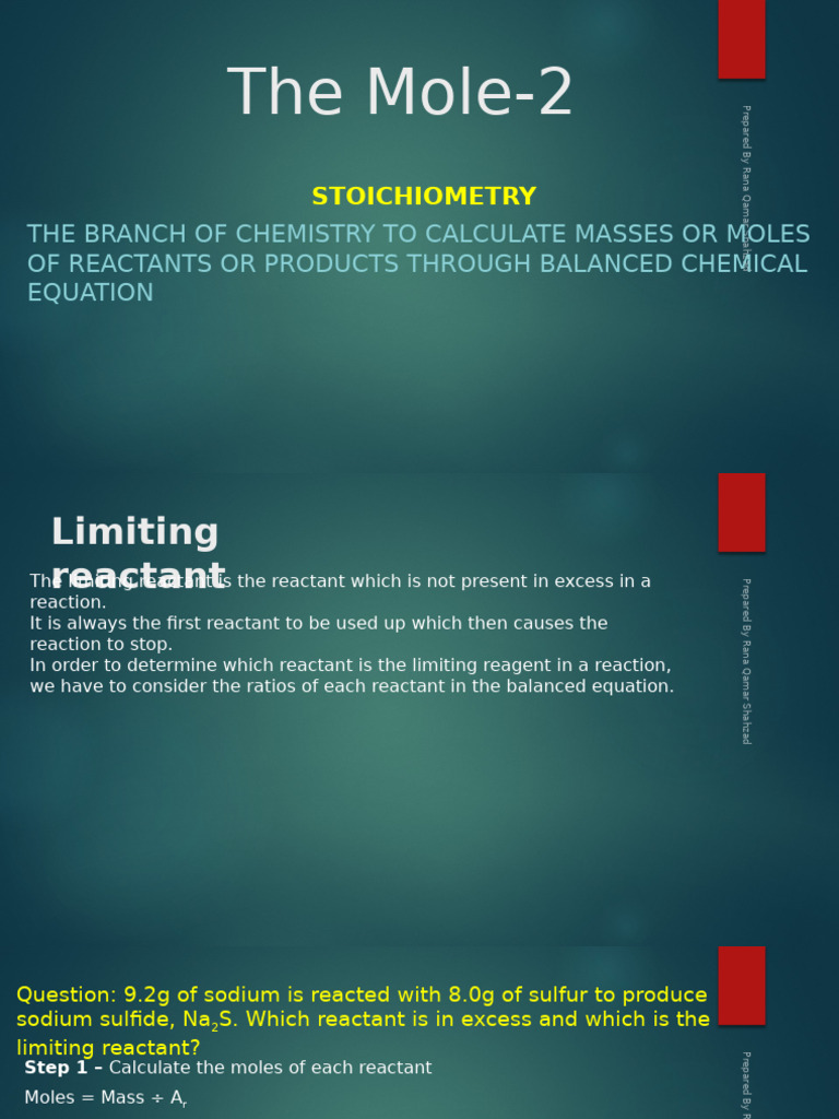 The Mole-2: Stoichiometry | PDF | Stoichiometry | Materials
