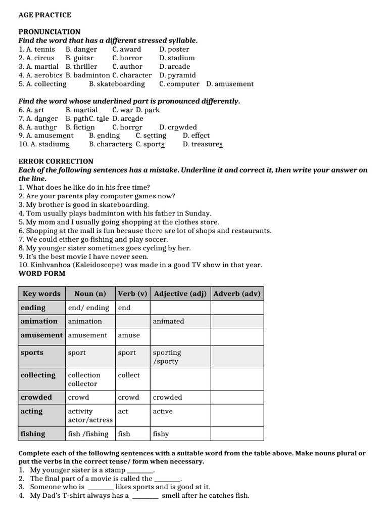 Age Practice: Language Skills Review | PDF | Adverb | Adjective