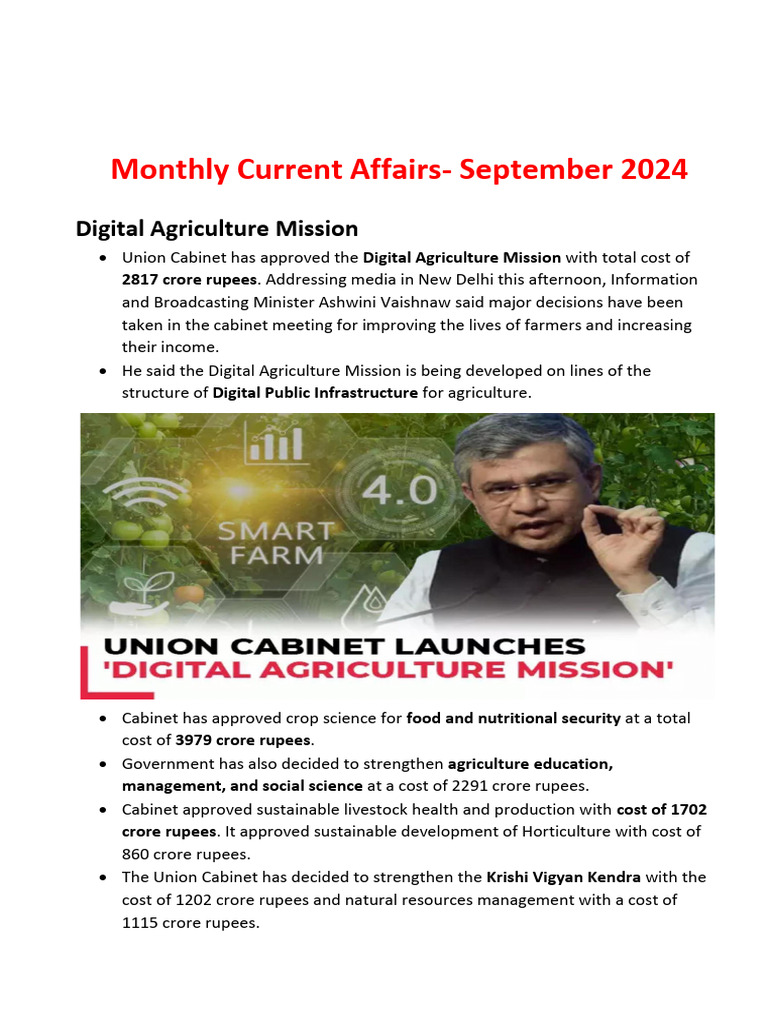 Monthly Current Affairs - September 2024 | PDF | Asteroid