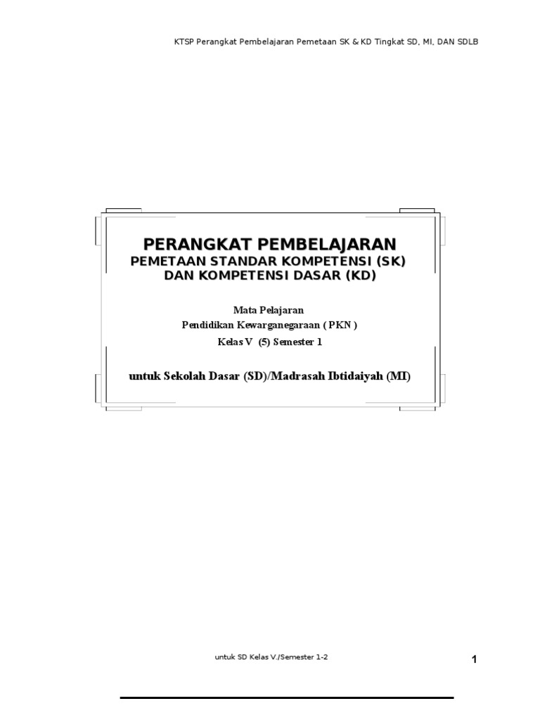 WWW Masbied Com 1 Pemetaan SK KD Kls V SD Berkarakter