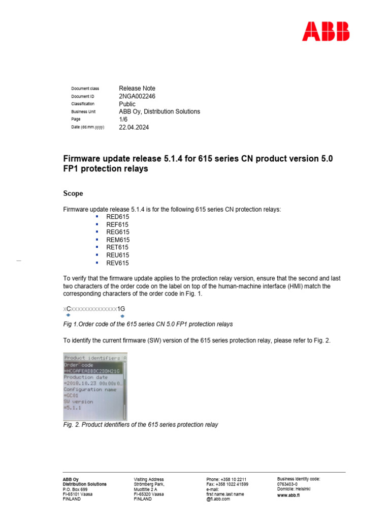 615 Series CN - Firmware Update 5.1.4 - Release Note - 2NGA002246 - EN ...