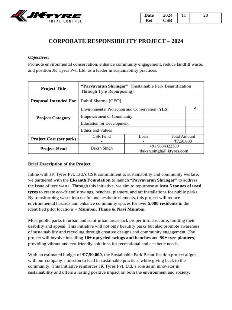 Proposal For CSR Initiative Template | PDF | Corporate Social ...