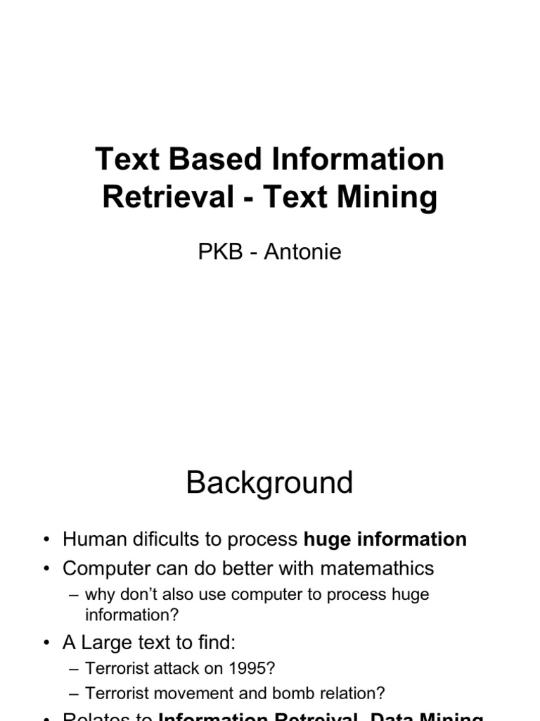 Text Based Information Retrieval - Document Mining | PDF | Statistical ...